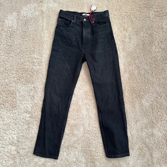 NWT Zara Womens Jeans Size 4 Black Wide Leg Denim - Picture 1 of 8